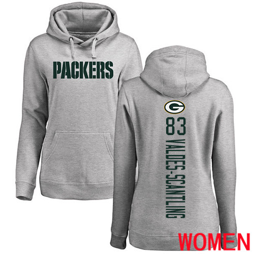 Green Bay Packers Ash Women #83 Valdes-Scantling Marquez Backer Nike NFL Pullover Hoodie Sweatshirts